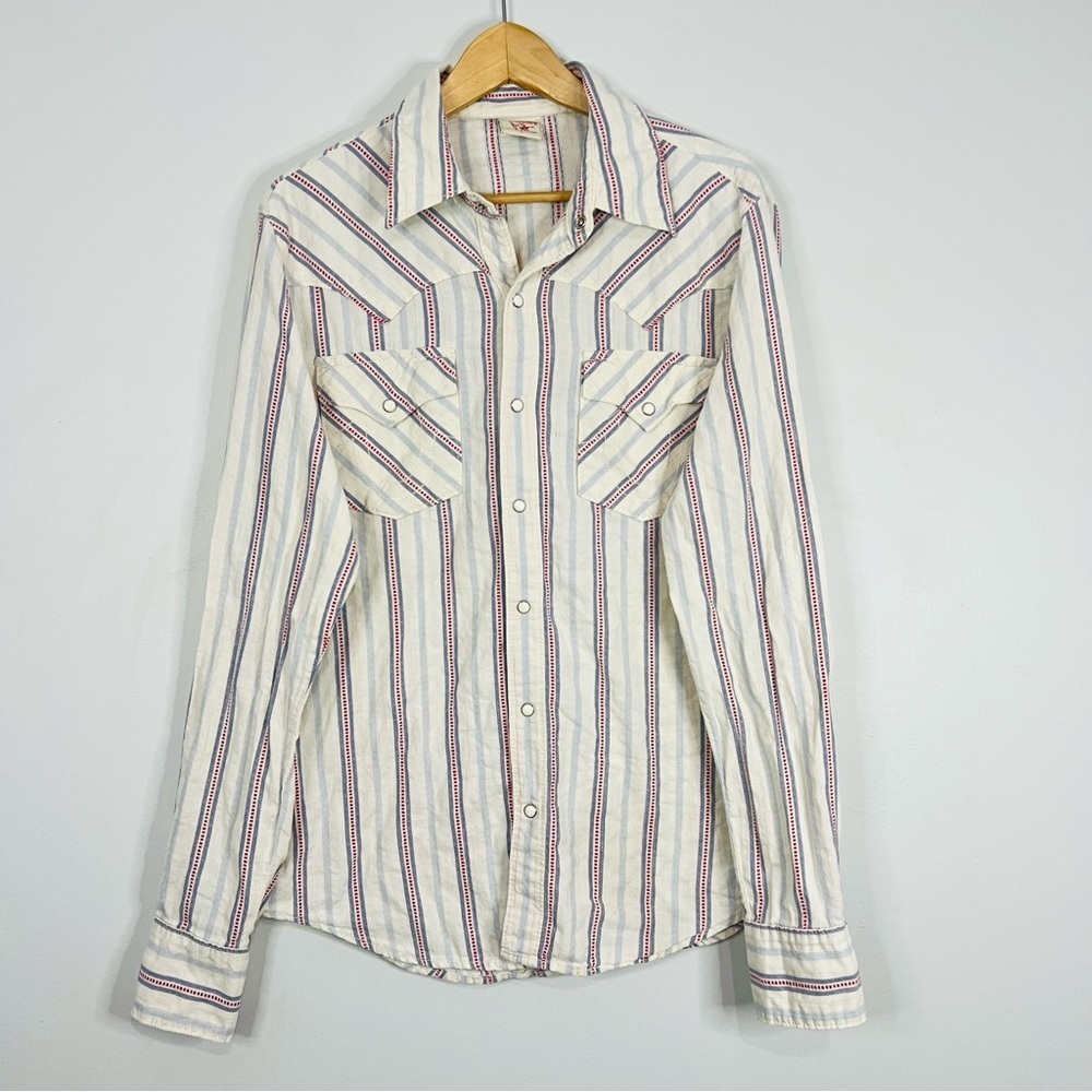 True Religion Lightweight Snap Button Striped Shirt Large